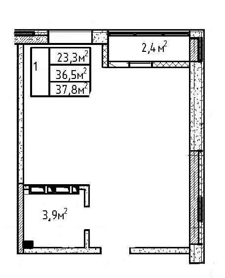 ЖК Трудовая, 4, 1-комн кв 37,8 м2, 1 этаж